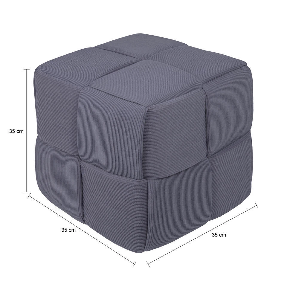 QUVIO Vierkante Poef - Corduroy - 35x35 Cm - Grijs - Afbeelding 3