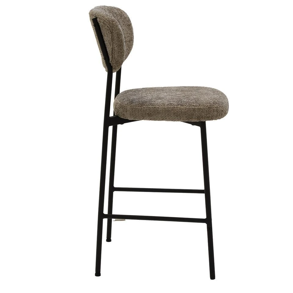 Barstoel Taupe Stof - Zithoogte 65cm - 44x50x97cm - Vajèn - Set Van 2 - Afbeelding 4