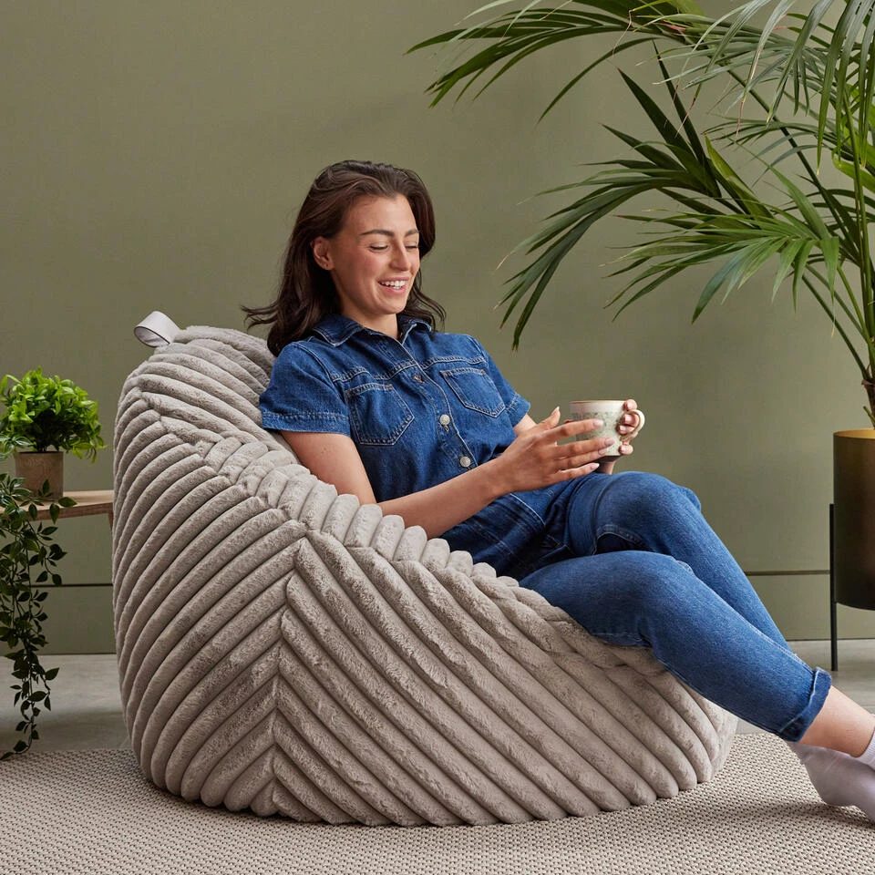 Icon Zitzak Cocoon - Zitzak Van Imitatiebont - Grijs - Afbeelding 2