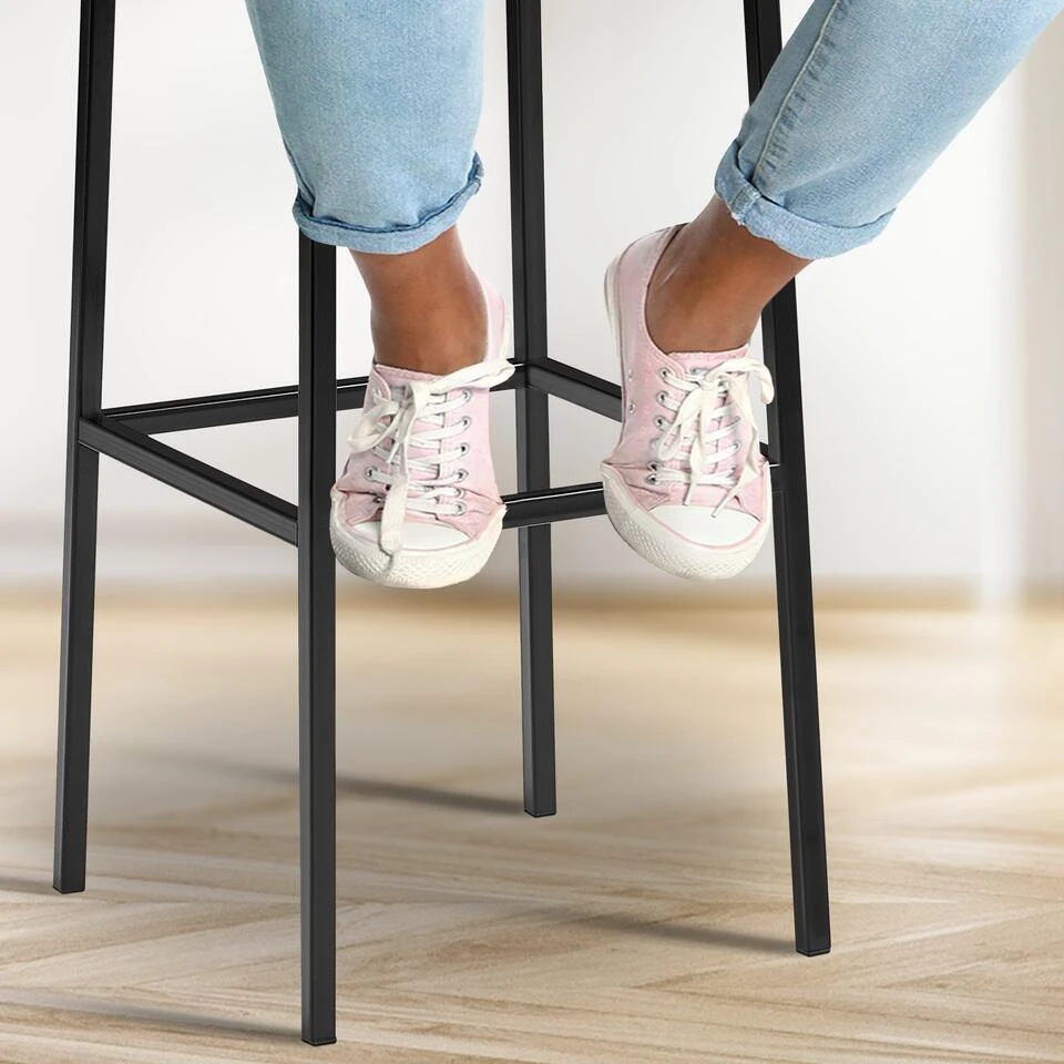 CLP Set Van 2 Barkruk Montreal 85 Zwart Frame - Kunstleer - Wit - Afbeelding 5