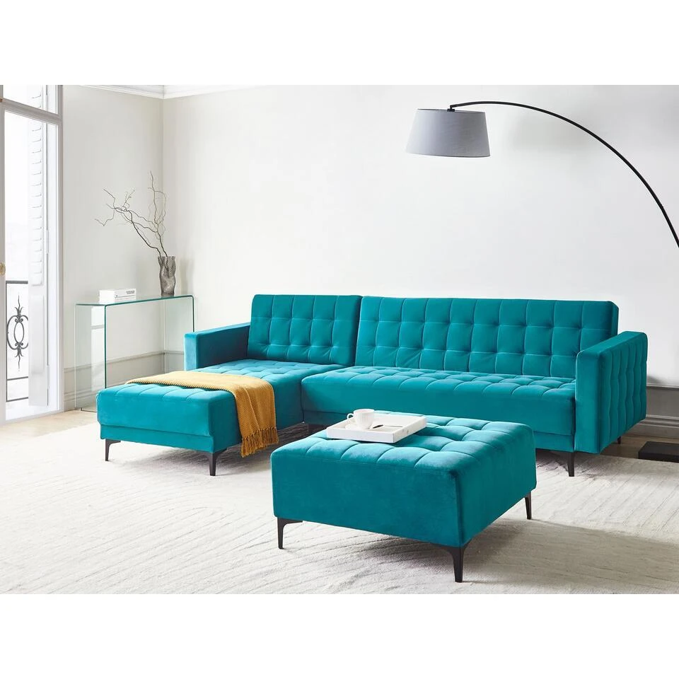 ABERDEEN - Hoekbank - Zeeblauw - Rechterzijde - Fluweel - Afbeelding 2