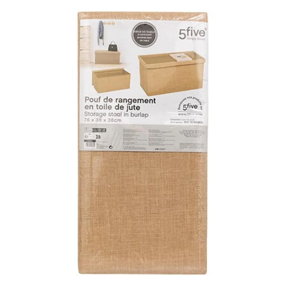 5Five Poef/hocker - Opbergbox - Beige - PU/MDF - 38 X 76 Cm - Afbeelding 5