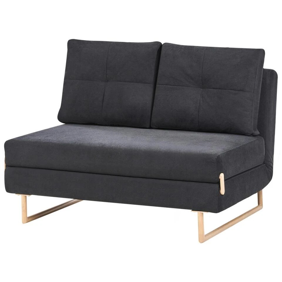 JERSLEV - 2-zits Slaapbank - Zwart - Stof - Afbeelding 5