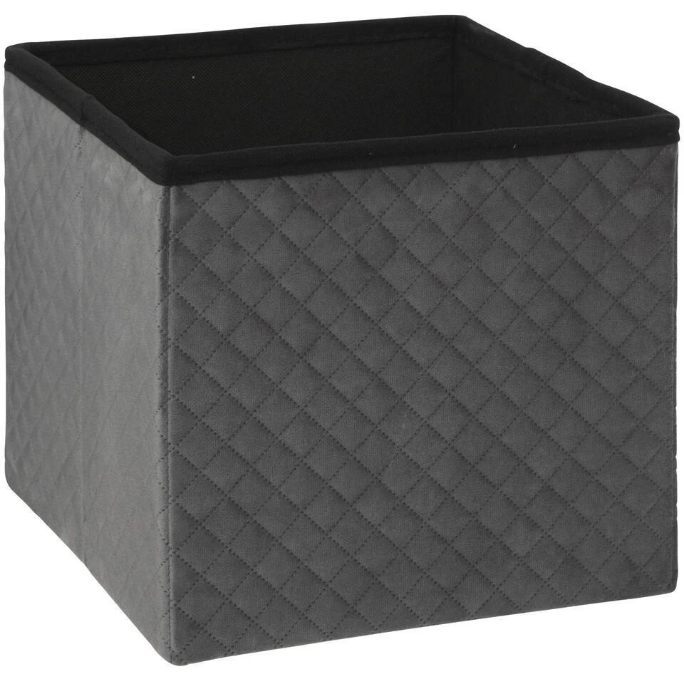 Atmosphera Poef/hocker - Opbergbox - Donkergrijs - PU/MDF - 31 X 31 Cm - Afbeelding 2