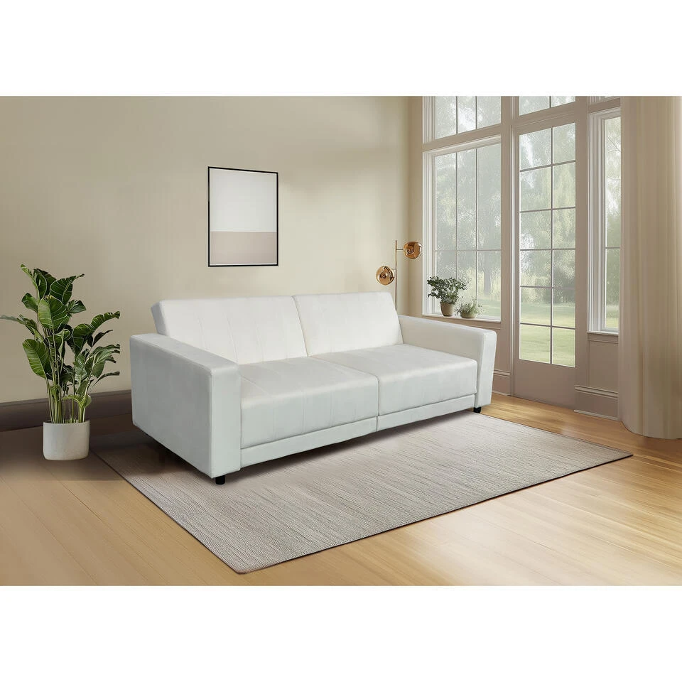 Allie II - Slaapbank 3-zits In Crèmekleurige Fluweel - Afbeelding 2