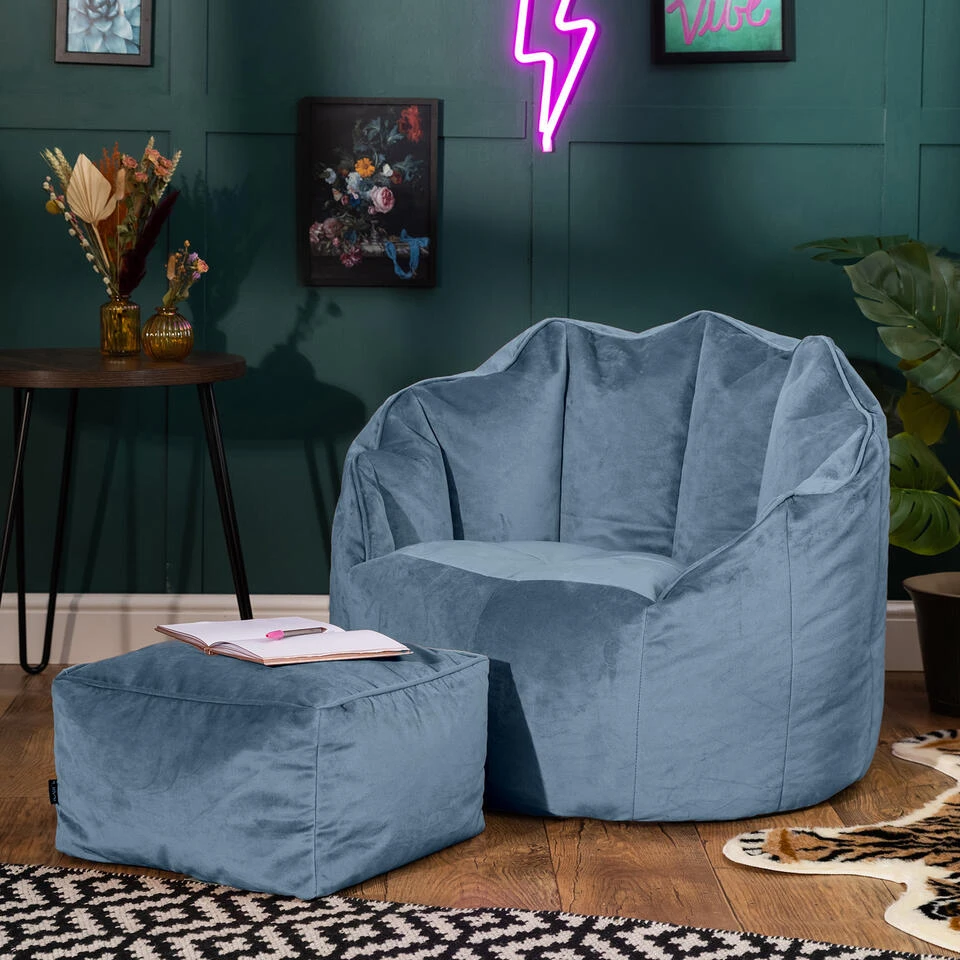 Icon Zitzak En Poef Sirena - Zitzak Velvet - Blauw - Afbeelding 2