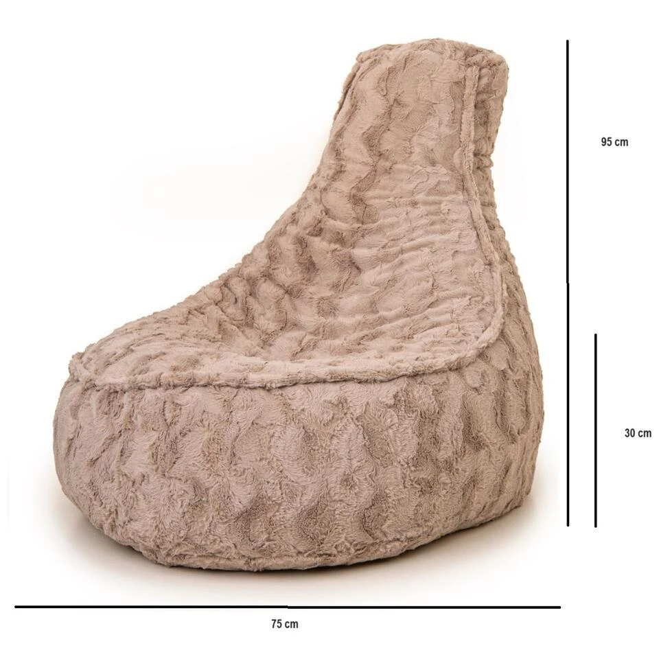 Parya Stoel Zitzak Bont - Zitzakfauteuil - Woonkamerzitzak - Beige - Senior - Afbeelding 2