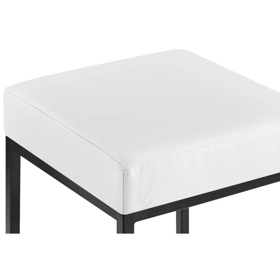 CLP Set Van 2 Barkruk Montreal 85 Zwart Frame - Kunstleer - Wit - Afbeelding 6