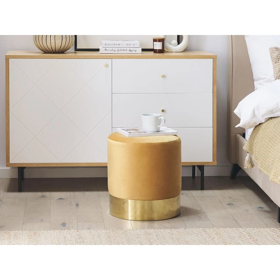 SOPHIA - Poef - Geel - 39 Cm - Fluweel - Afbeelding 2