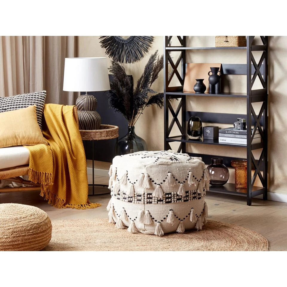 Beliani Poef THONDI - Beige Katoen - Afbeelding 2