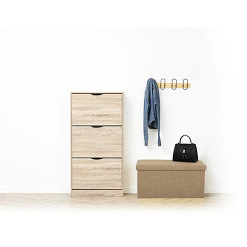 5Five Poef/hocker - Opbergbox - Beige - PU/MDF - 38 X 76 Cm - Afbeelding 7