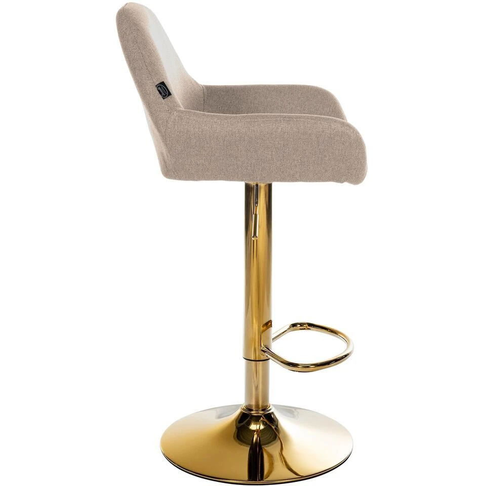 CLP Set Van 2 Barkruk Braga Goud Frame - Stof - Taupe - Afbeelding 7