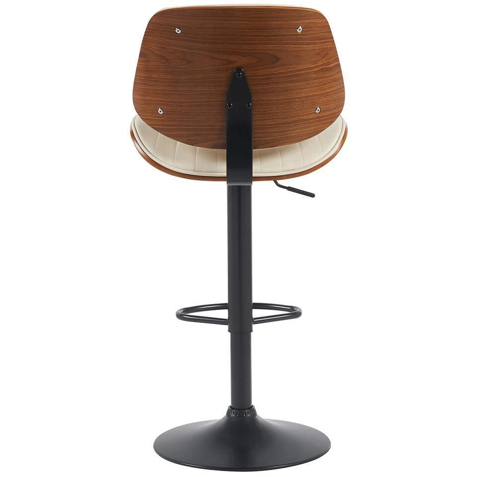 CLP Set Van 2 Barkruk Clawson Zwart Frame - Kunstleer - Walnoot/creme - Afbeelding 6