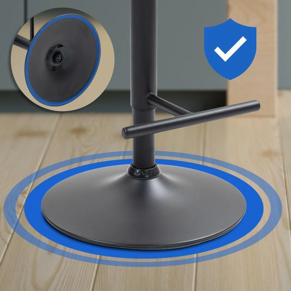 CLP Set Van 2 Barkruk Damar Zwart Frame - Stof - Zwart - Afbeelding 6