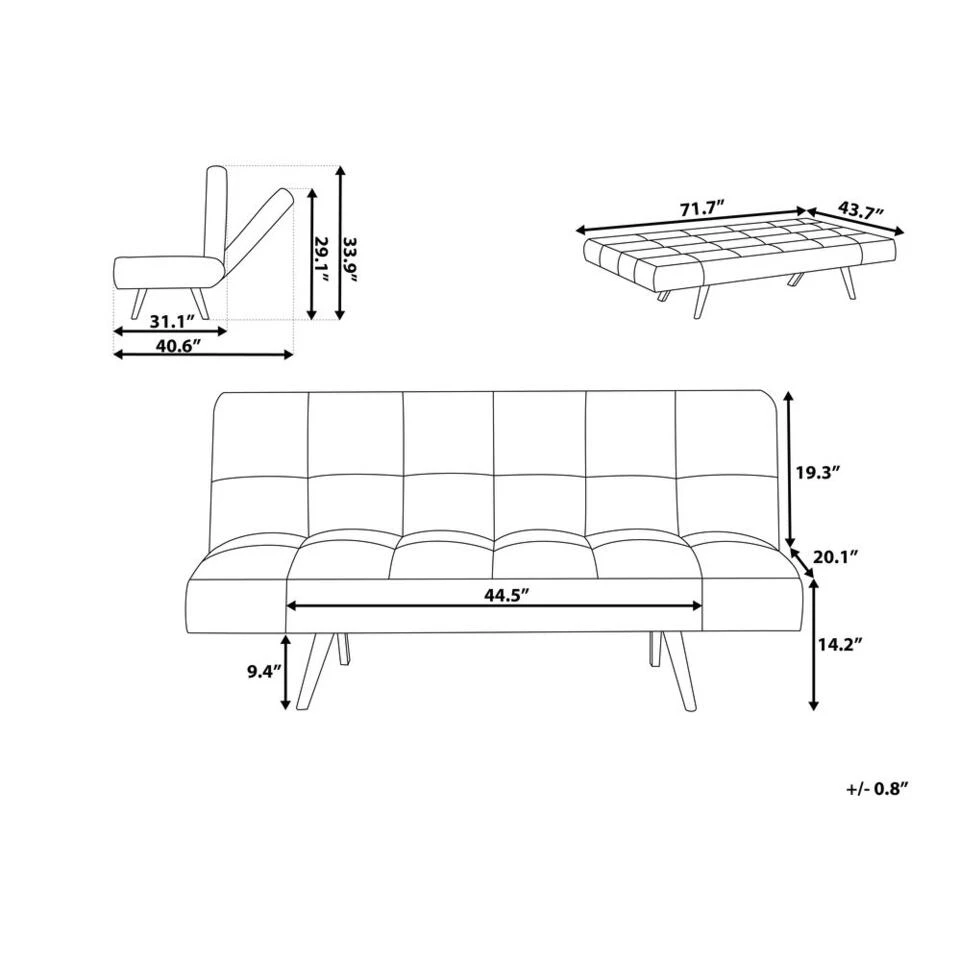 Beliani Driezitsbank - INGARO Grijs Polyester - Afbeelding 2