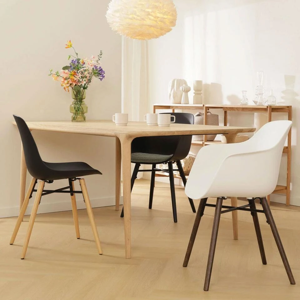 Nolon Nena-Liz Eetkamerstoel Zwart - Zacht Groen Kussen - Walnoot - Afbeelding 6