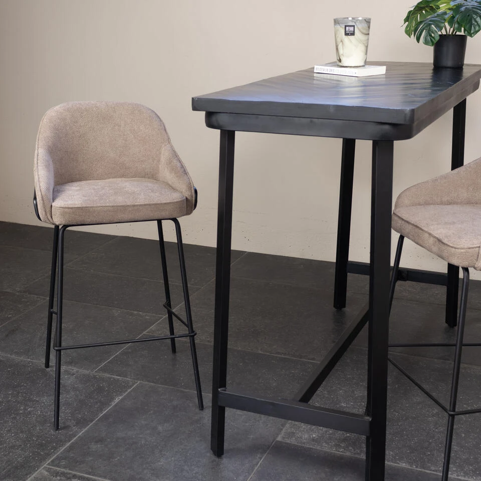 Barkruk Taupe - Zithoogte 75cm - Scandinavisch - Stoel Maxime - Set Van 2 - Afbeelding 2