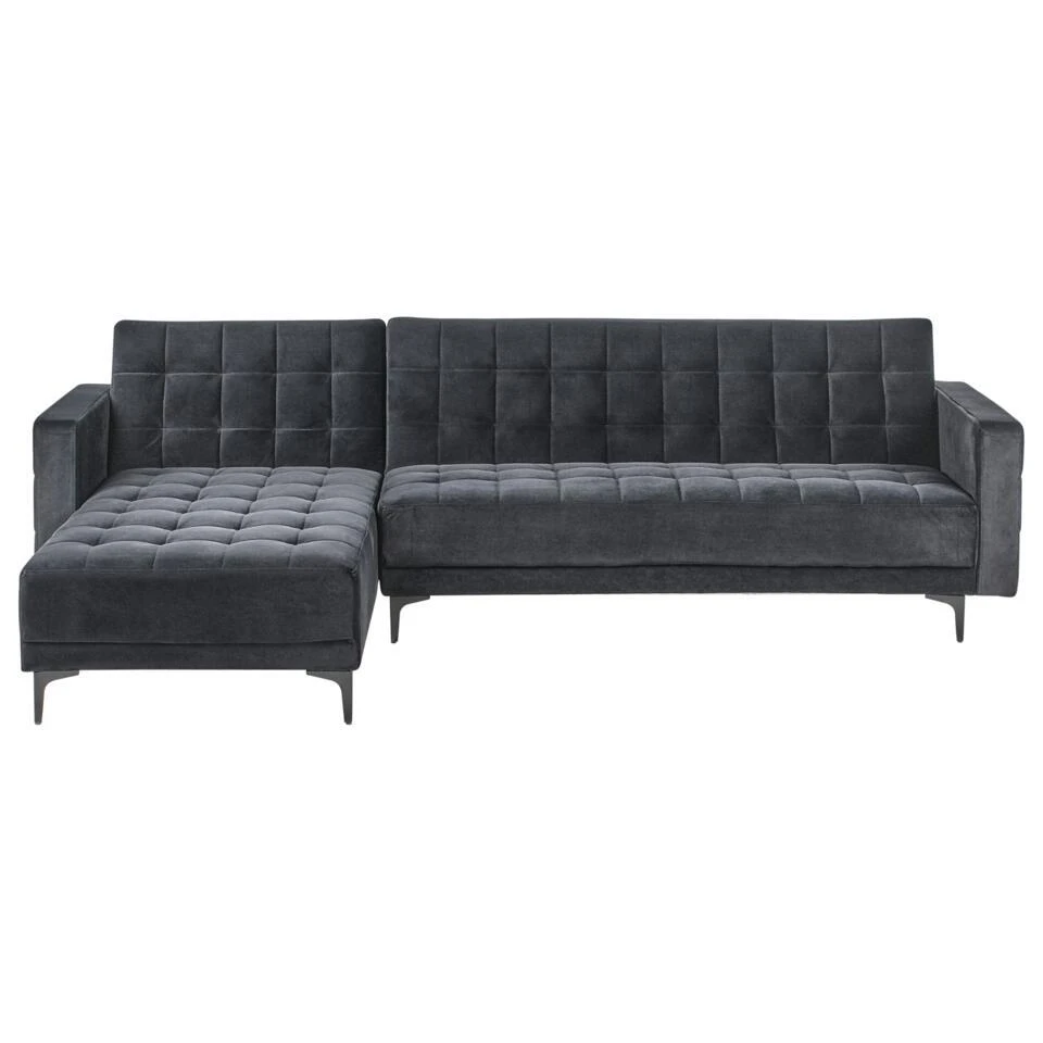 ABERDEEN - Hoekbank - Zwart/Zwart - Rechterzijde - Fluweel - Afbeelding 3