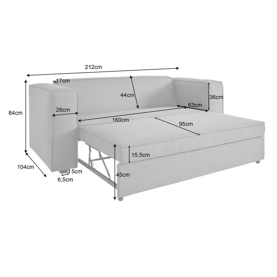 Asmund - Slaapbank 2-zits In Antraciet Linnenoptik - Afbeelding 8
