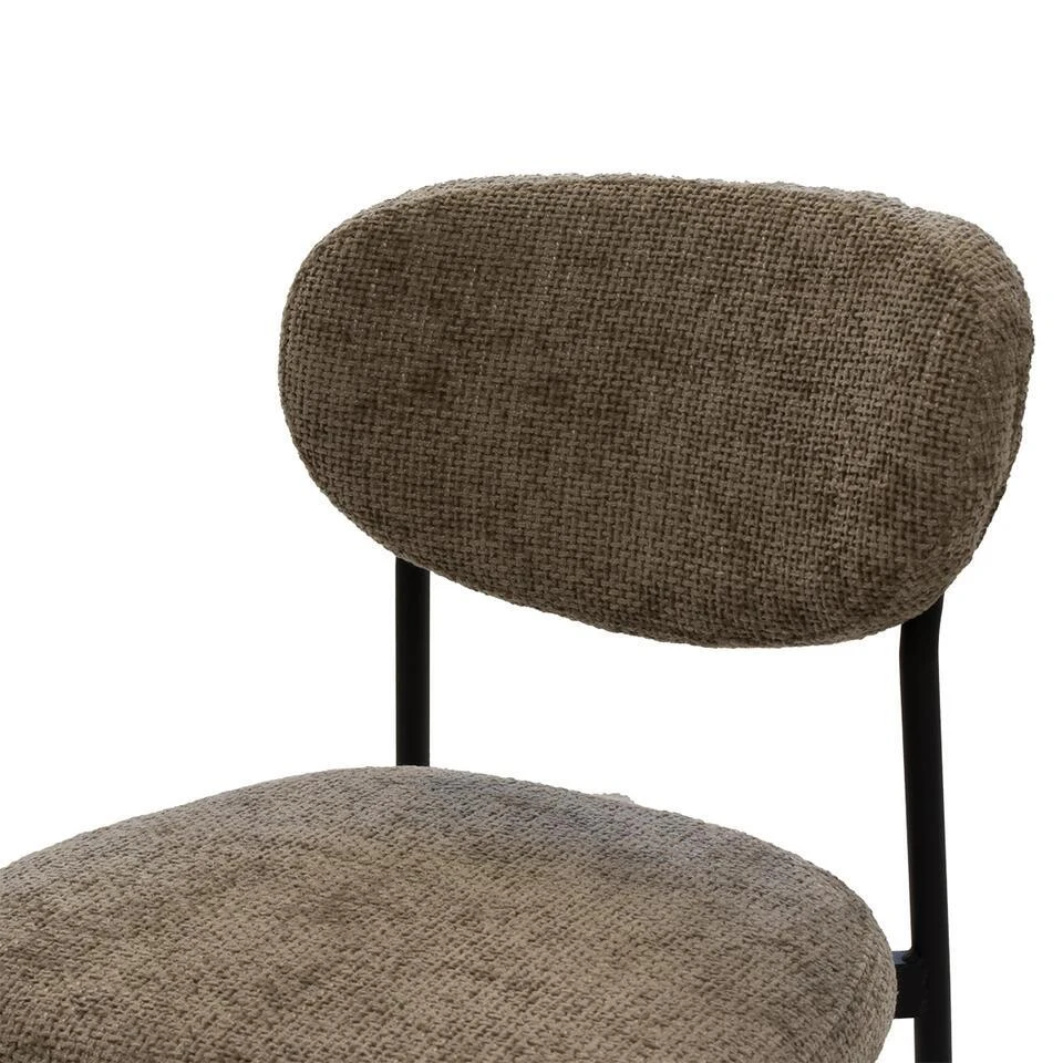 Barstoel Taupe Stof - Zithoogte 65cm - 44x50x97cm - Vajèn - Set Van 2 - Afbeelding 6