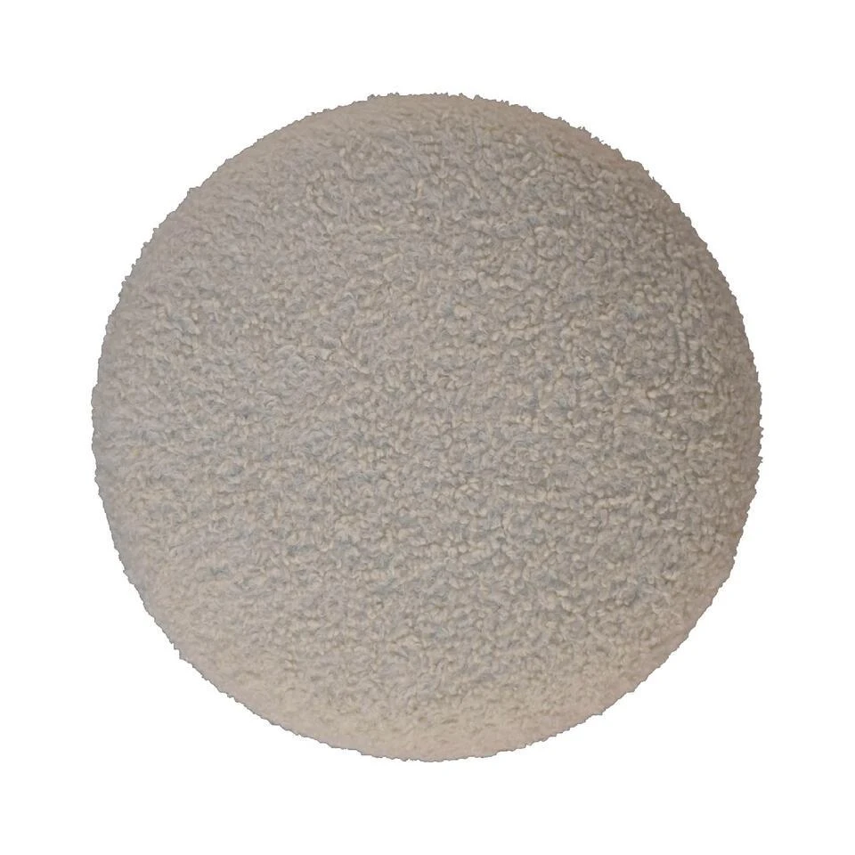 Bekleed Boucle Crème Ronde Poef - Afbeelding 9
