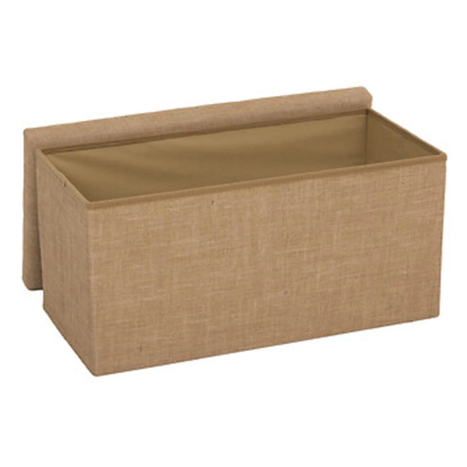 5Five Poef/hocker - Opbergbox - Beige - PU/MDF - 38 X 76 Cm - Afbeelding 4