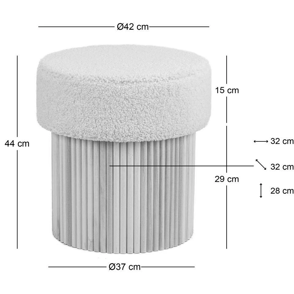 Poef En Fluwelen Beige - Afbeelding 5