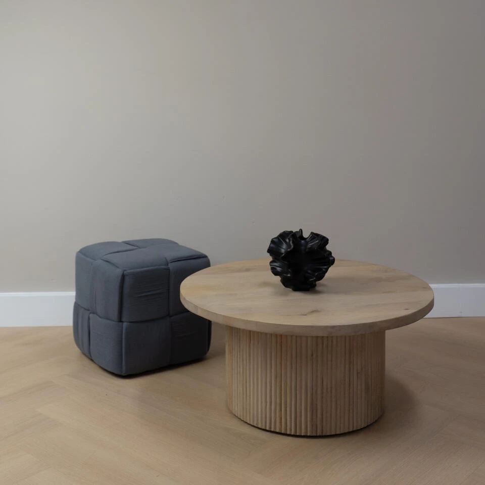 QUVIO Vierkante Poef - Corduroy - 35x35 Cm - Grijs - Afbeelding 4