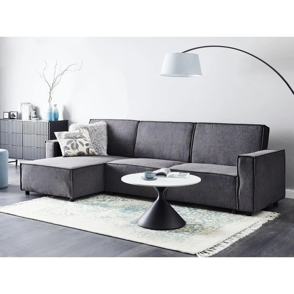 ROMEDAL - Hoekslaapbank - Grafietgrijs - Rechtszijdig - Polyester - Afbeelding 2