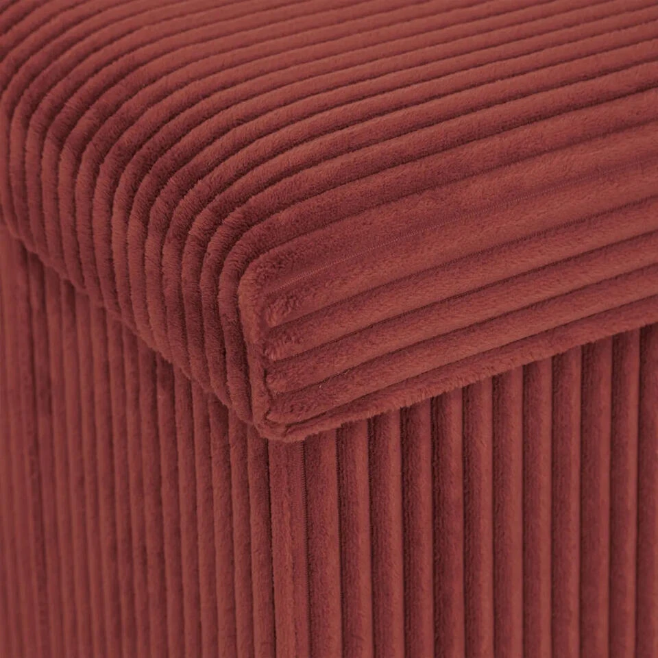 Merkloos Hocker/poef Ribcord Opvouwbaar - Donkerrood - Polyester - 76x38cm - Afbeelding 5