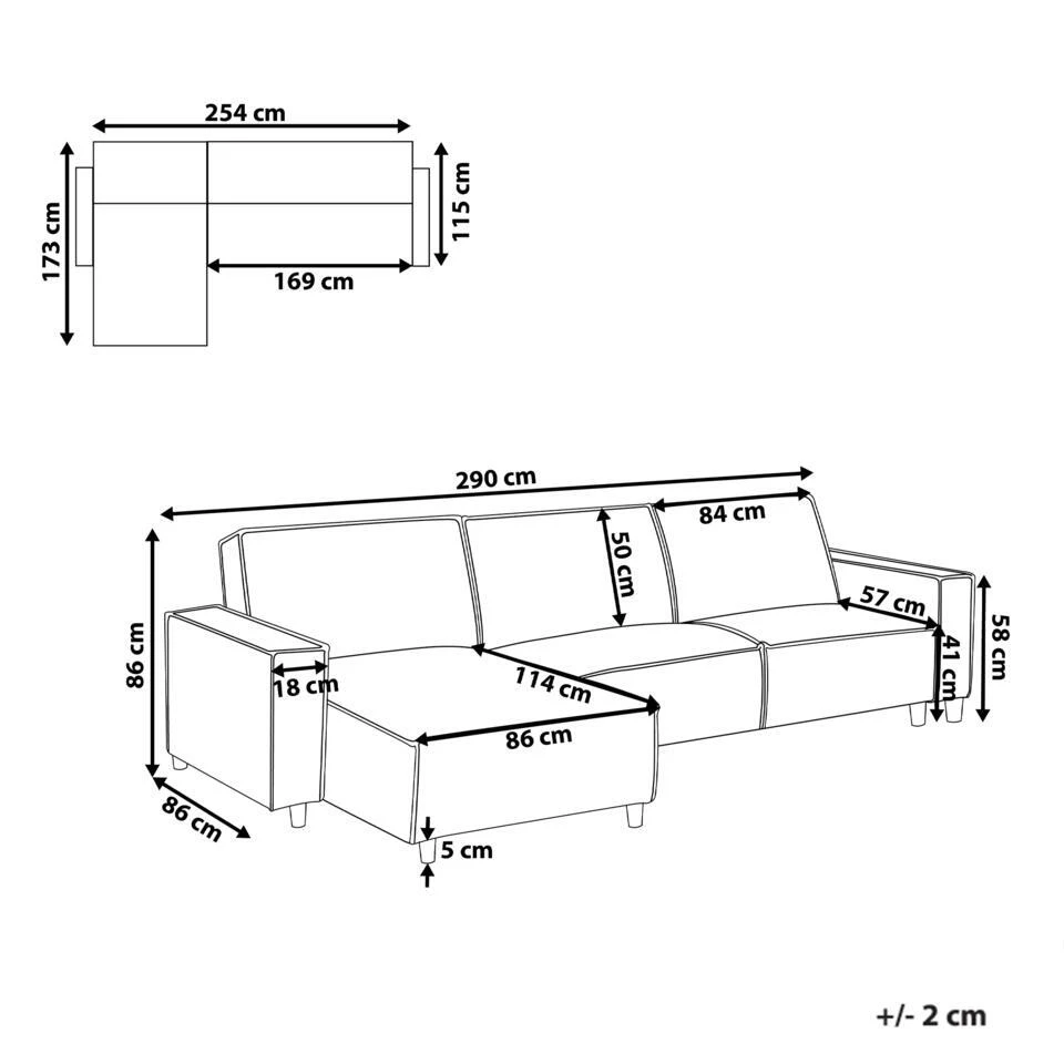 ROMEDAL - Hoekslaapbank - Grafietgrijs - Rechtszijdig - Polyester - Afbeelding 4